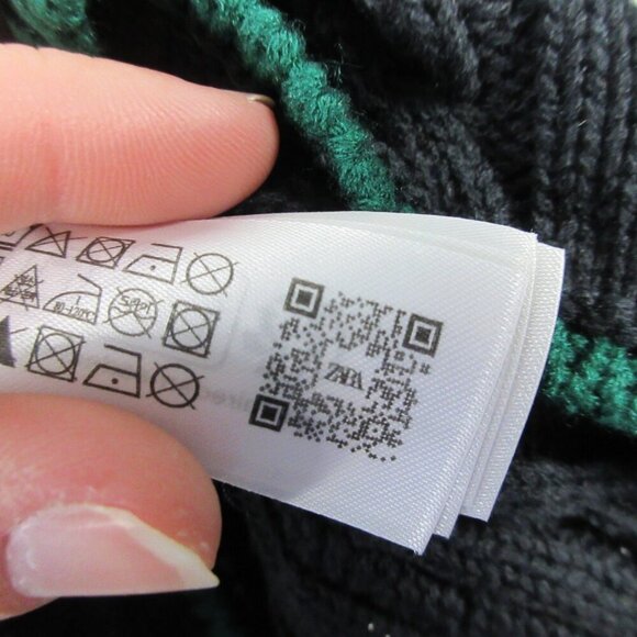 Zara Cable Knit Cardigan Women Blue M Oversize Striped 100% Acrylic Designer 600 - Picture 4 of 10